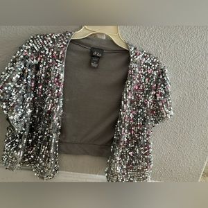 Silver sequin cropped jacket